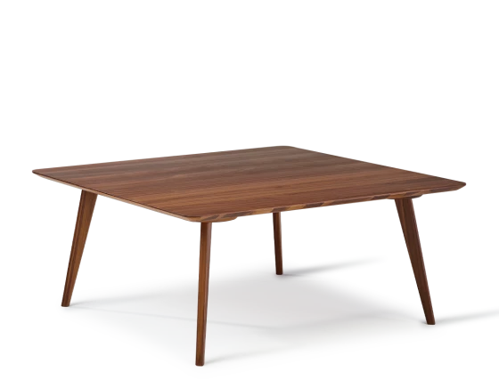 Table basse carré en noyer plateau bois F3 teinte naturelle 90x90x30 cm