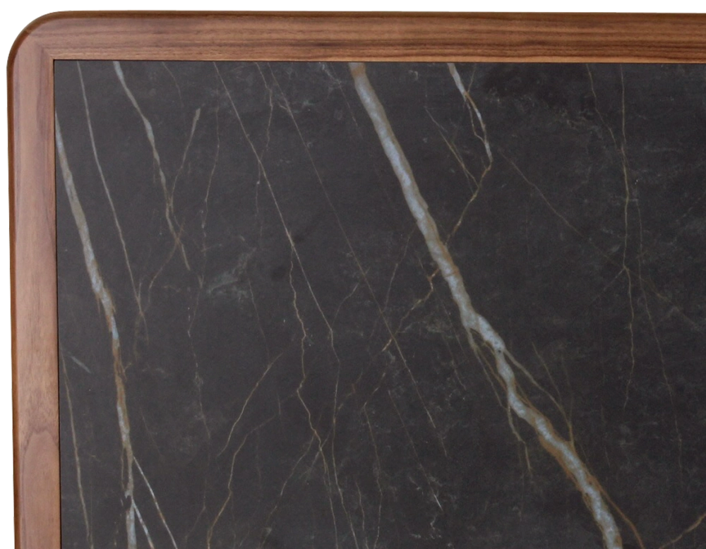 Table basse rectangulaire en noyer et céramique bois teinte naturelle plateau céramique effet marbre noir 100x50 cm Table basse rectangulaire en noyer et céramique bois teinte naturelle plateau céramique effet marbre noir 100x50 cm