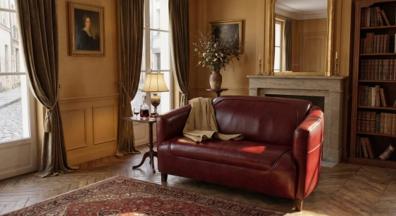 Canapé club cuir 2 places rouge carmin