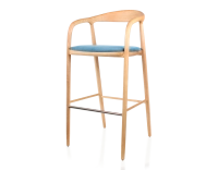 Bar stool h80 cm natural tint blue jean fabric seat natural wood stain and denim fabric Bar stool h80 cm natural tint blue jean fabric seat natural wood stain and denim fabric