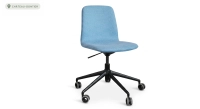 Office chair with 5 branches assise tissu en laine bouillie bleue