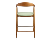 Tabouret de bar H60 cm bois teinte merisier et tissu vert Tabouret de bar H60 cm bois teinte merisier et tissu vert