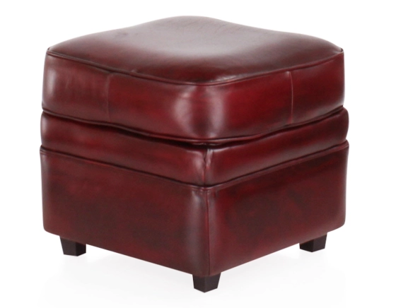 Pouf cuir rouge carmin