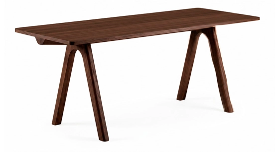 8 person oak dining table dark brown tint wooden top 210x100 cm