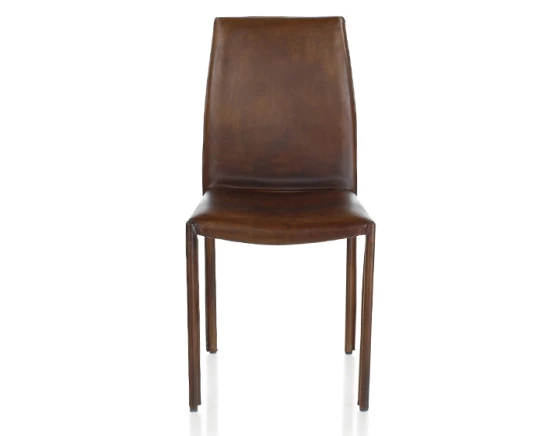 Chaise vintage cuir marron soutenu pieds cuir
