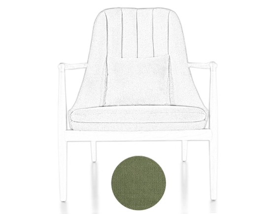 Scandinavian armchair cherry wood stain and green fabric