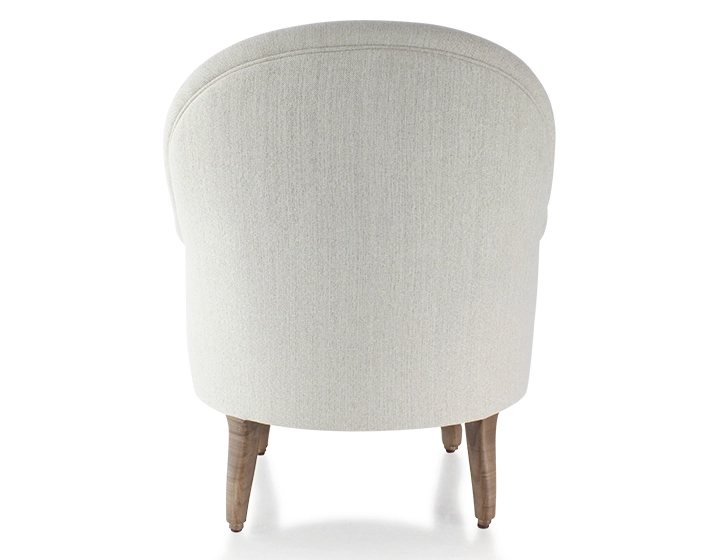 Fauteuil crapaud avec accoudoirs pieds bois teinte noyer et tissu beige naturel Fauteuil crapaud avec accoudoirs pieds bois teinte noyer et tissu beige naturel