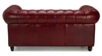 Sofá Chesterfield de piel 2 plazas rojo carmín reposabrazos con tachuelas