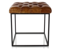 Pouf Chesterfield cuir marron clair Pouf Chesterfield cuir marron clair