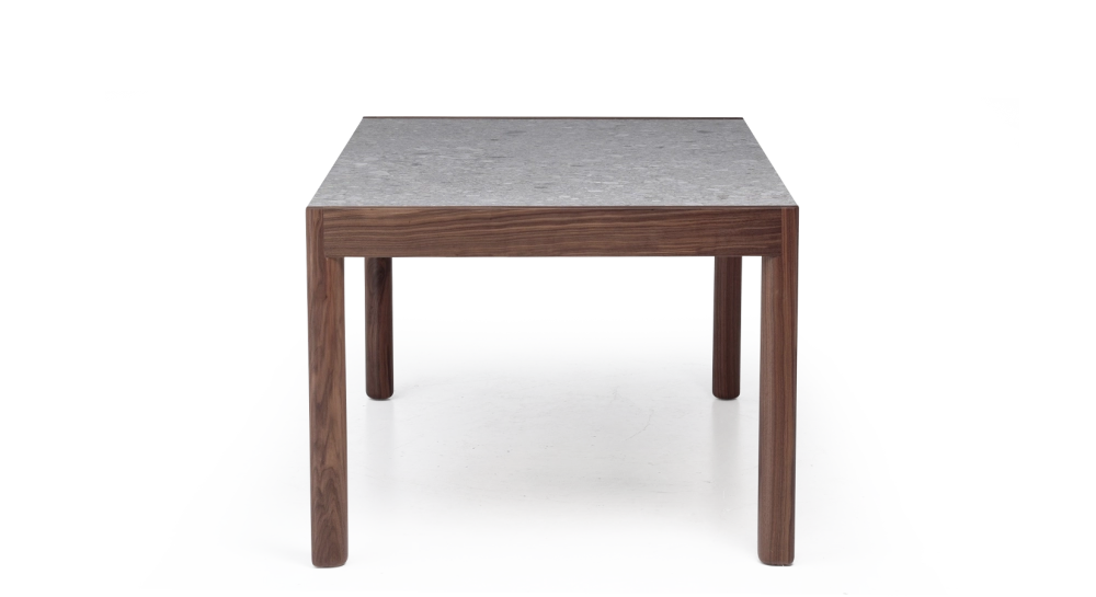 Table extensible 8 à 12 personnes en noyer et céramique allonges céramique bois teinte naturelle et céramique effet terrazzo gris 160x100 cm Table extensible 8 à 12 personnes en noyer et céramique allonges céramique bois teinte naturelle et céramique effet terrazzo gris 160x100 cm