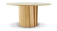 Table salle à manger ronde 6 personnes en chêne et céramique avec bois teinte naturelle et plateau céramique effet marbre blanc 140 cm Table salle à manger ronde 6 personnes en chêne et céramique avec bois teinte naturelle et plateau céramique effet marbre blanc 140 cm
