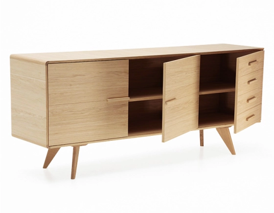 3-door oak sideboard natural wood finish