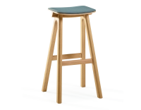 Tabouret de bar en chêne tapissé H80 cm bois teinte naturelle assise tissu bleu océan Tabouret de bar en chêne tapissé H80 cm bois teinte naturelle assise tissu bleu océan