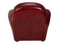 Fauteuil club cuir rouge carmin accoudoirs passepoil