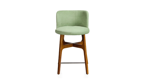 Taburete de bar h60 cm madera tinte cerezo asiento tejido verde