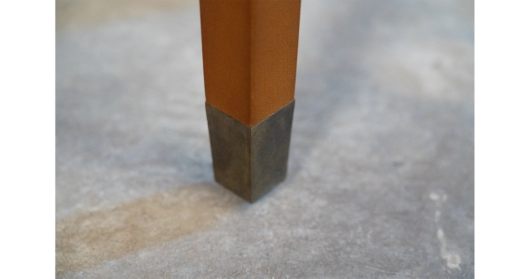 Bureau marine 1 tiroir bois teinte merisier et cuir vert