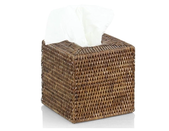 Boîte a mouchoirs carré en rotin brun