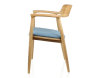 Scandinavian chair natural wood stain and denim fabric Scandinavian chair natural wood stain and denim fabric