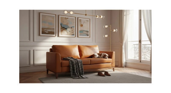 Sofá de diseño de 2 plazas piel caramelo