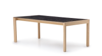 Extending table for 8 to 14 people in oak and ceramic with ceramic extensions natural wood finish and black marble-effect ceramic m2 210x100 cm Extending table for 8 to 14 people in oak and ceramic with ceramic extensions natural wood finish and black marble-effect ceramic m2 210x100 cm