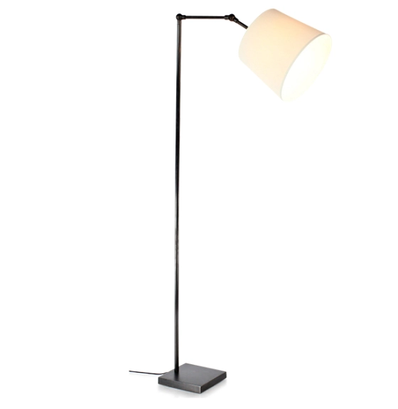 Lampadaire salon articulé noir abat jour ivoire