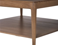 Table basse carrée en chêne avec tablette teinte noyer 100x100 cm Table basse carrée en chêne avec tablette teinte noyer 100x100 cm