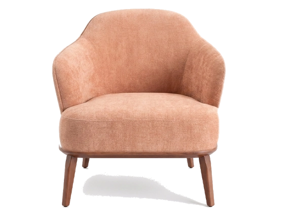 Fauteuil design tissu brun sienne