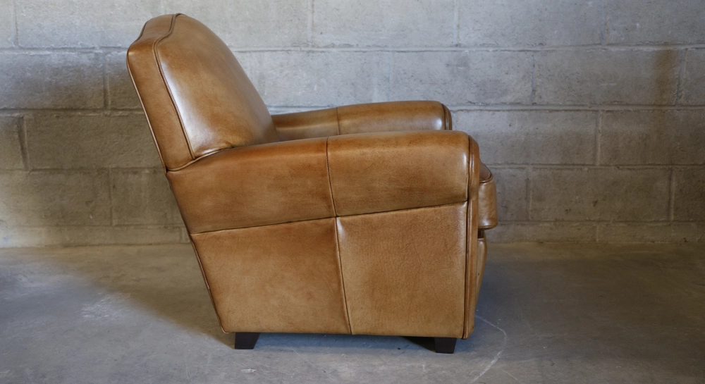 Fauteuil club cuir marron clair