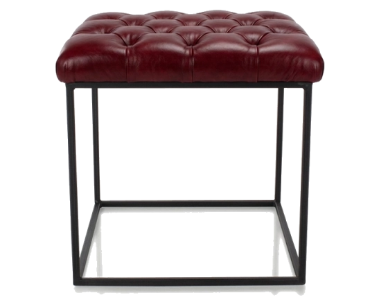 Pouf Chesterfield cuir rouge carmin