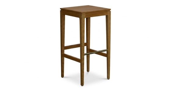 Design bar stool H60 cm walnut-stained wood seat.