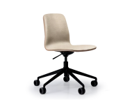 Chaise de bureau design pied métal noir à roulette assise tissu chiné beige Chaise de bureau design pied métal noir à roulette assise tissu chiné beige