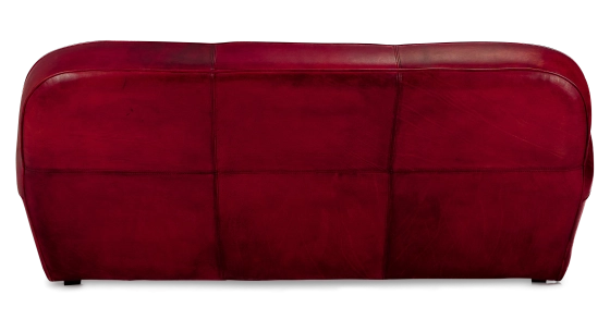 Canapé club cuir 3 places rouge carmin accoudoirs passepoil