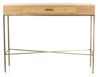 Console design frêne teinte naturelle et métal patine laiton Console design frêne teinte naturelle et métal patine laiton