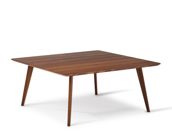 Square walnut coffee table with wooden top F3 natural tint 100x100x30 cm