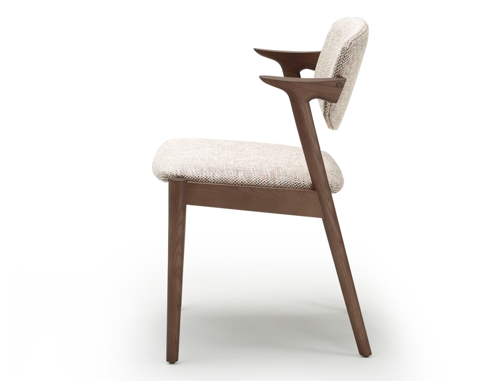 Scandinavian chair walnut wood with fabric seat fusion. Scandinavian chair walnut wood with fabric seat fusion.