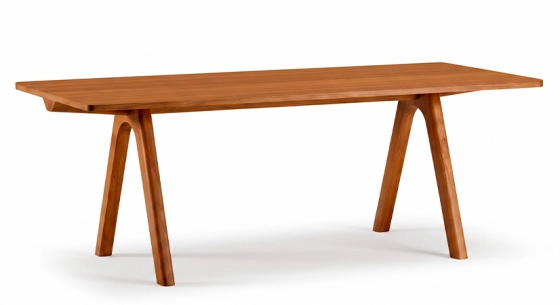 Oak dining table for 6 people cherry tint wooden top 160x100 cm