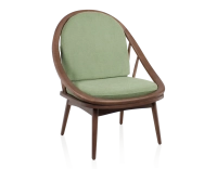 Fauteuil scandinave bois teinte noyer et tissu vert Fauteuil scandinave bois teinte noyer et tissu vert