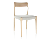 Chaise scandinave bois teinte naturelle assise tissu beige naturel Chaise scandinave bois teinte naturelle assise tissu beige naturel