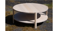 Table basse ronde en chêne teinte grand nord 90x90 cm Table basse ronde en chêne teinte grand nord 90x90 cm