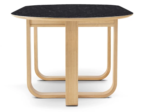 Table salle à manger en chêne et céramique avec bois teinte naturelle et plateau céramique effet ardoise 210x100 cm
