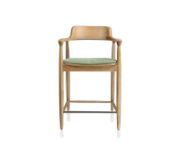 Tabouret de bar h60 cm bois teinte naturelle assise tissu vert Tabouret de bar h60 cm bois teinte naturelle assise tissu vert