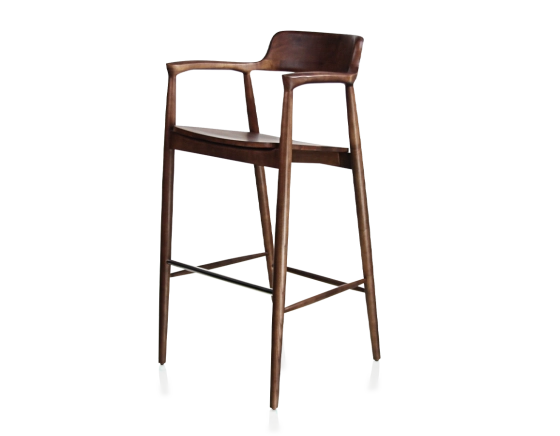 Tabouret de bar h80 cm bois teinte marron foncé