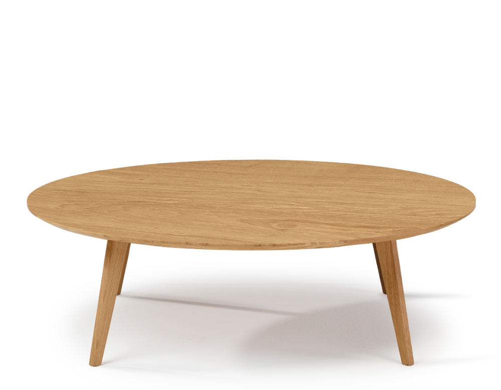 Mesa de centro redonda de roble con tablero de madera F1 tinte natural 110x110x30 cm