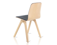 Upholstered oak designer chair natural wood stain, anthracite grey fabric seat Upholstered oak designer chair natural wood stain, anthracite grey fabric seat