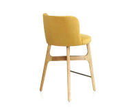 Tabouret de bar h60 cm bois teinte naturelle assise tissu jaune Tabouret de bar h60 cm bois teinte naturelle assise tissu jaune