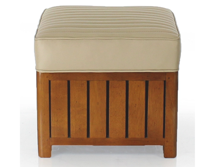 Pouf carré bois et cuir beige Pouf carré bois et cuir beige