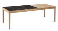 Table extensible 8 à 12 personnes en chêne et céramique allonges bois avec bois teinte naturelle et plateau céramique effet ardoise 160x100 cm Table extensible 8 à 12 personnes en chêne et céramique allonges bois avec bois teinte naturelle et plateau céramique effet ardoise 160x100 cm