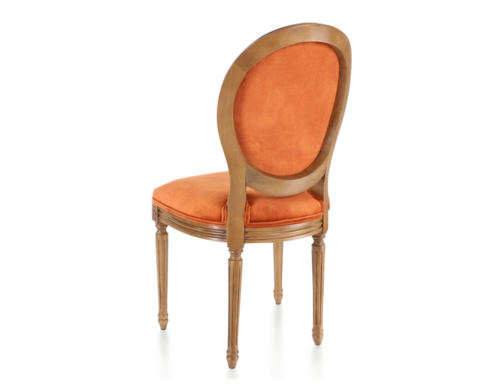 Chaise ancienne style Louis XVI bois teinte ancienne et tissu velours terracotta Chaise ancienne style Louis XVI bois teinte ancienne et tissu velours terracotta