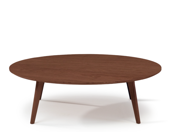 Round coffee table with oak wood top F1 dark brown hue 90x90x30 cm