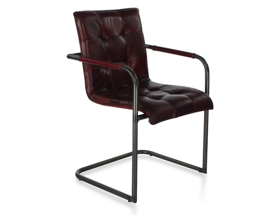 Fauteuil de bureau cuir rouge carmin